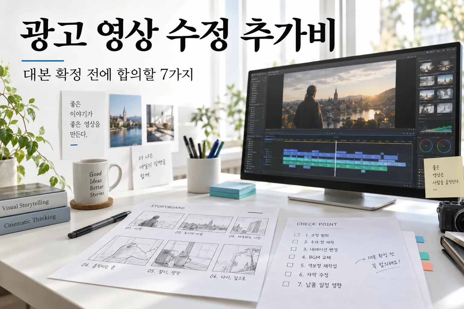 광고 영상 편집 화면과 대본 승인 자료로 보는 수정 추가비 예방 기준