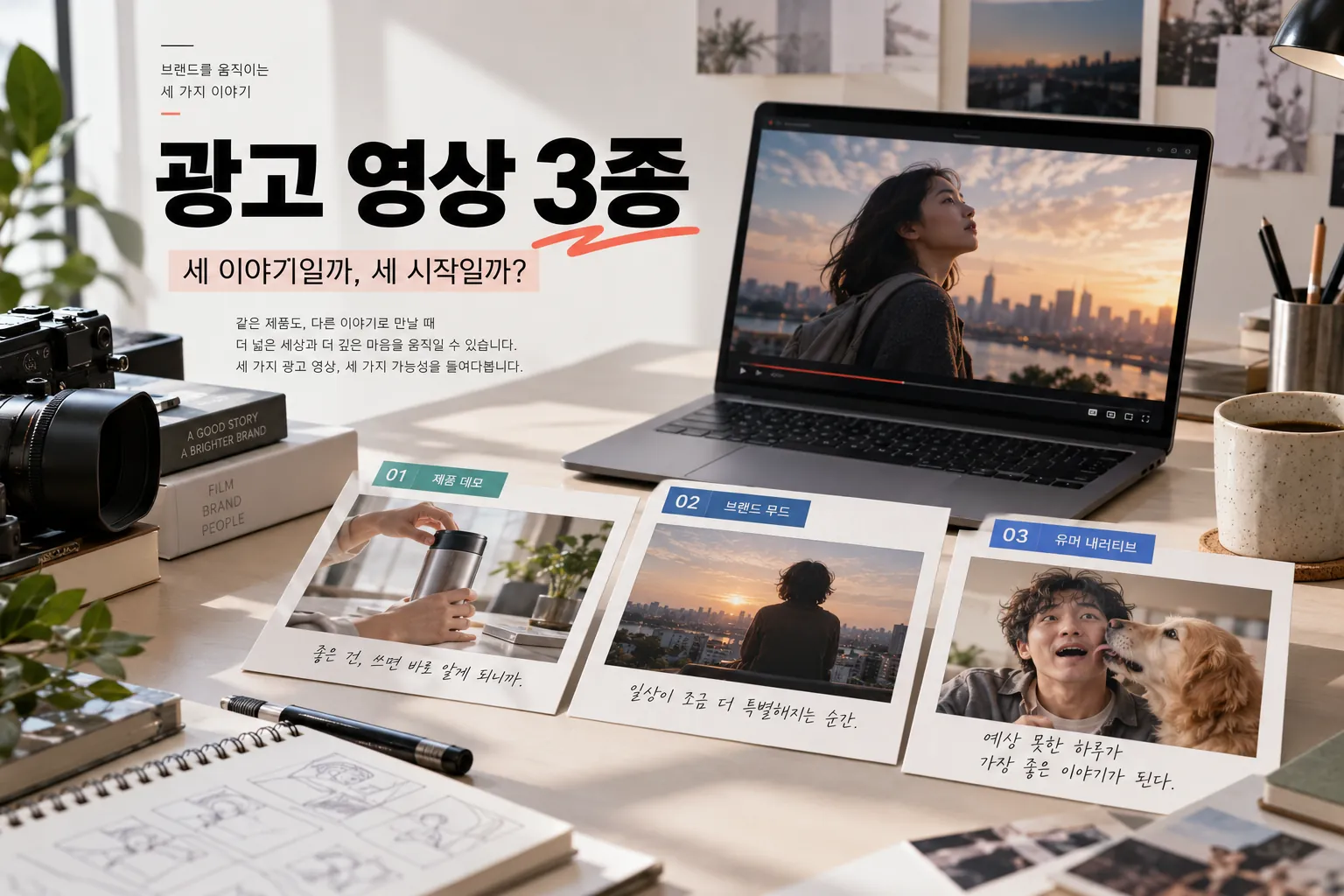 이야기와 시작 장면의 차이를 보여주는 광고 영상 3종 제작 에디토리얼