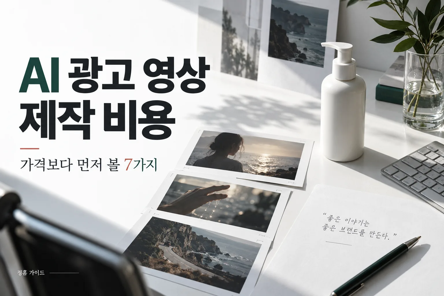 제품 사진과 장면 기획 자료로 보는 AI 광고 영상 제작 비용과 7가지 견적 기준
