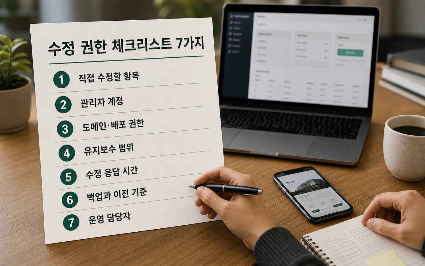 홈페이지 수정 권한 체크리스트 7가지 안내 이미지